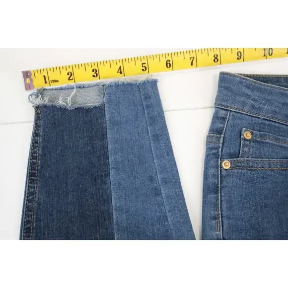 For The Republic Two Tone Denim Ankle Jeans Raw Hem Women 10 / 29 Blue Pants - Picture 7 of 10